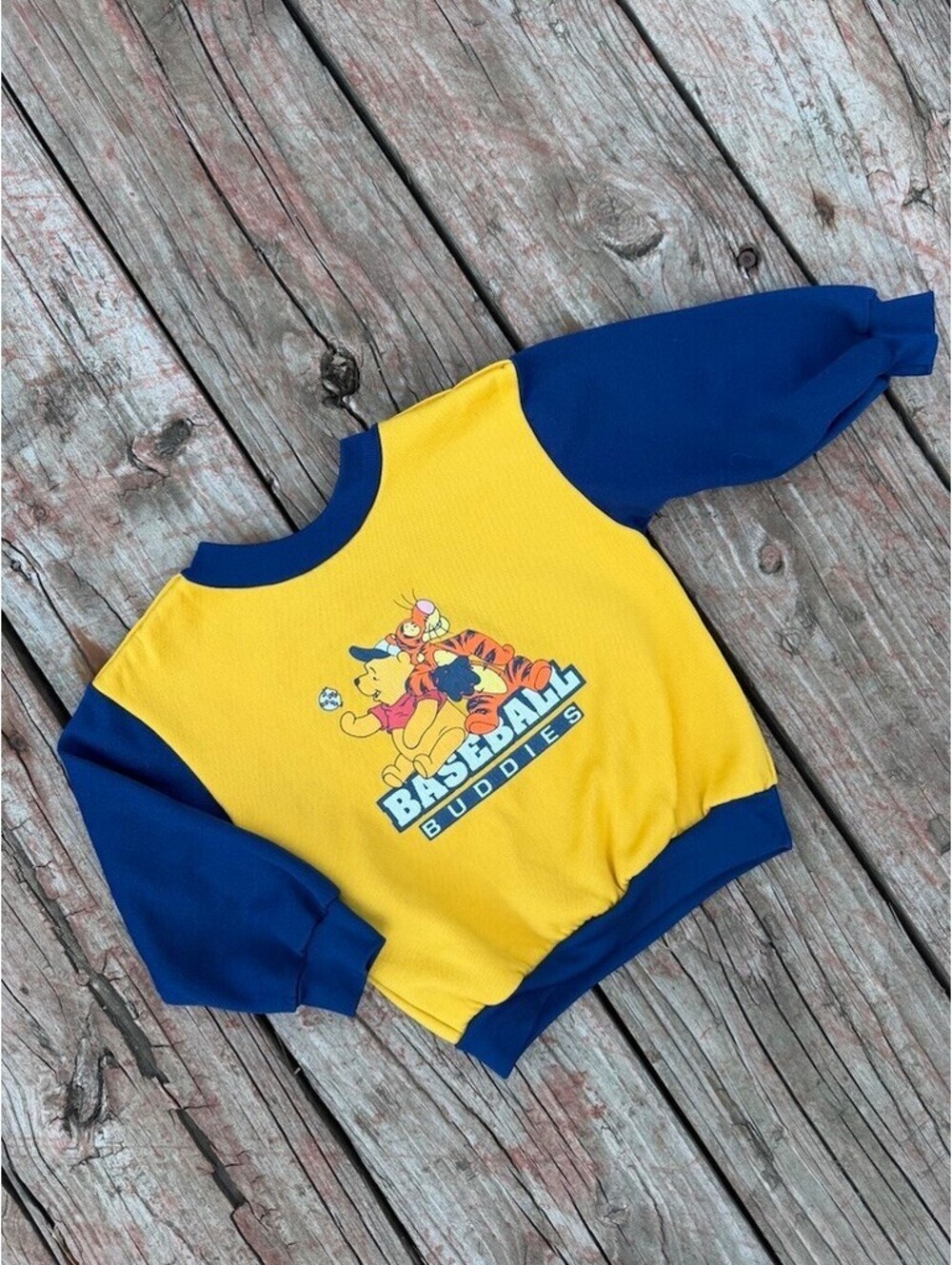 Y2K Winnie the Pooh Toddler Boys Baseball Crewneck Sweatshirt Size 4T